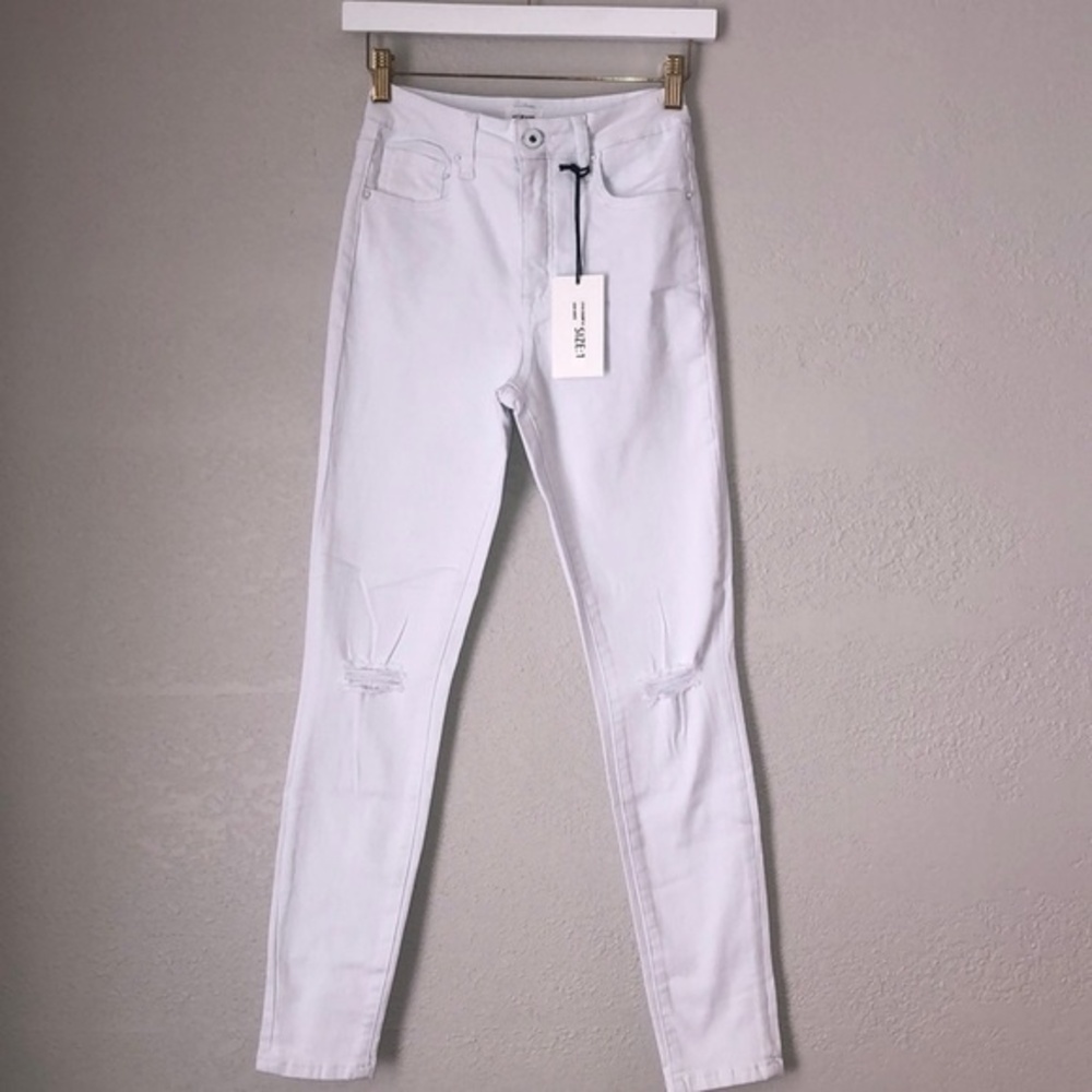 A2 Jeans Los Angeles Distressed White Denim Jeans Juniors Size 1/24"